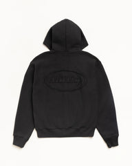CURSIVE APPLIQUE ZIP HOODIE