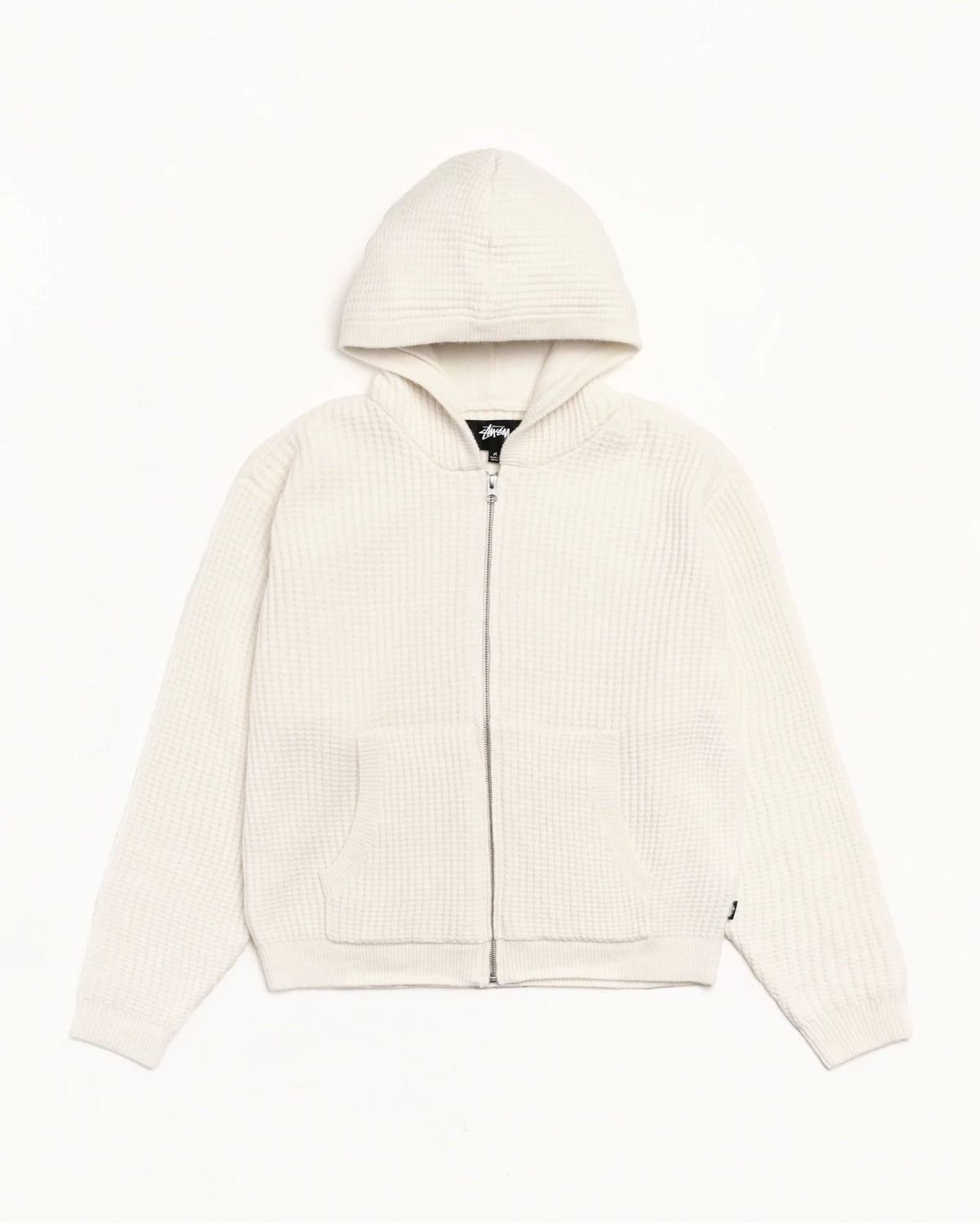 WAFFLE CASHMERE ZIP HOOD SWEATER