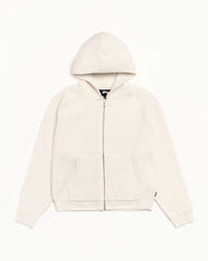 WAFFLE CASHMERE ZIP HOOD SWEATER