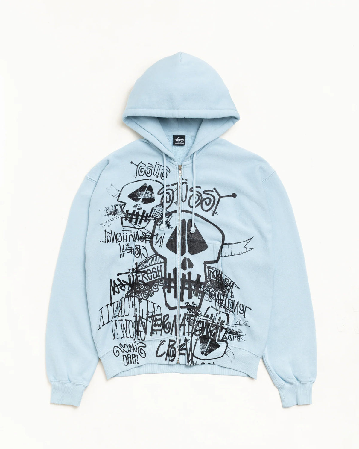 SKULLS ZIP HOODIE PIGMENT DYED